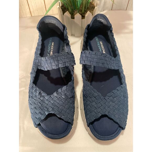 Skechers Synergy Sunday Stroll “Mary Jane”Memory Foam Shoe/Sandal Navy Blue Size - Picture 3 of 9